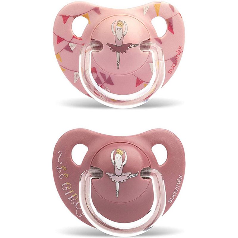 Lot de 2 sucettes physiologiques Circus ballerine rose (18 mois et +) Suavinex