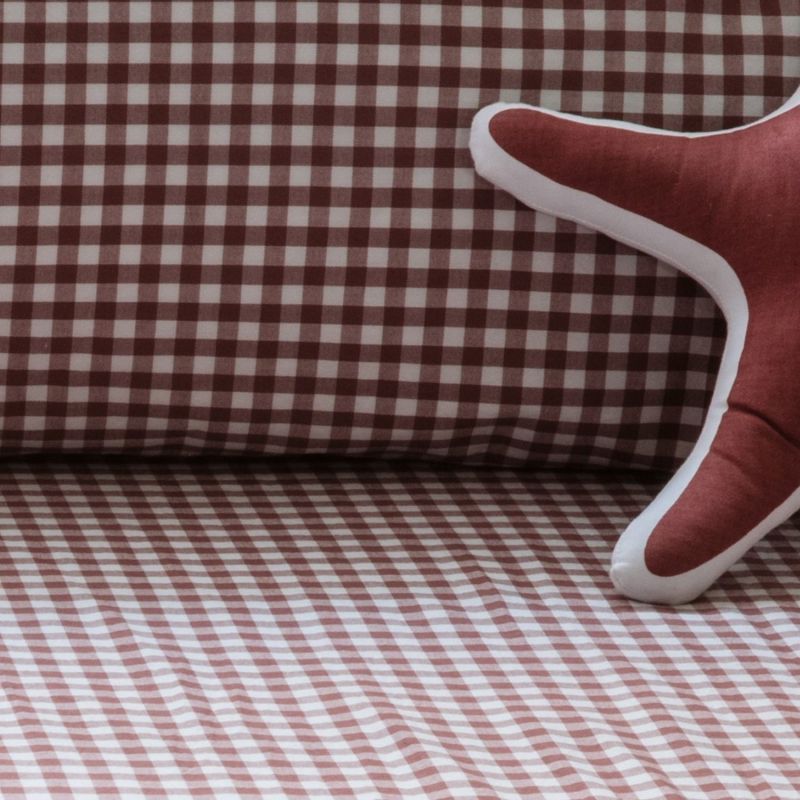 Drap housse percale de coton Vichy Sienne (70 x 140 cm) Kadolis Ambiance 5