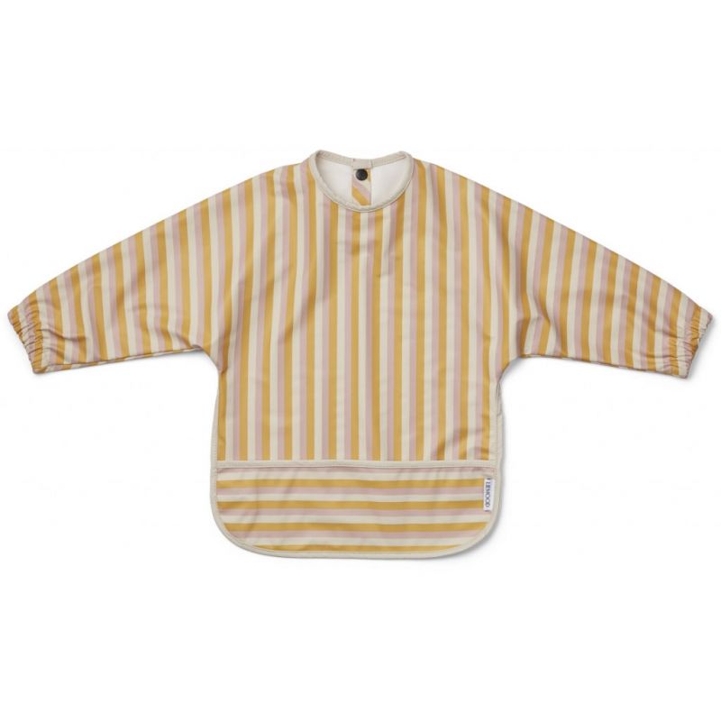 Bavoir à manches Merle Stripe Peach-sandy-yellow mellow Liewood