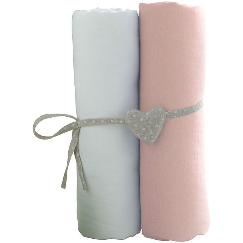 Lot de 2 draps housses blanc et rose (60 x 120 cm) Babycalin