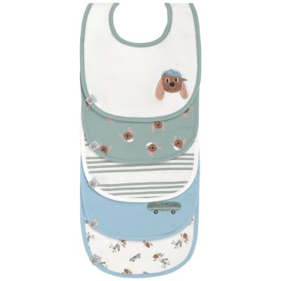 Lot de 5 bavoirs coton bio Tiny Team Chien