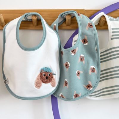 Lot de 5 bavoirs coton bio Tiny Team Chien