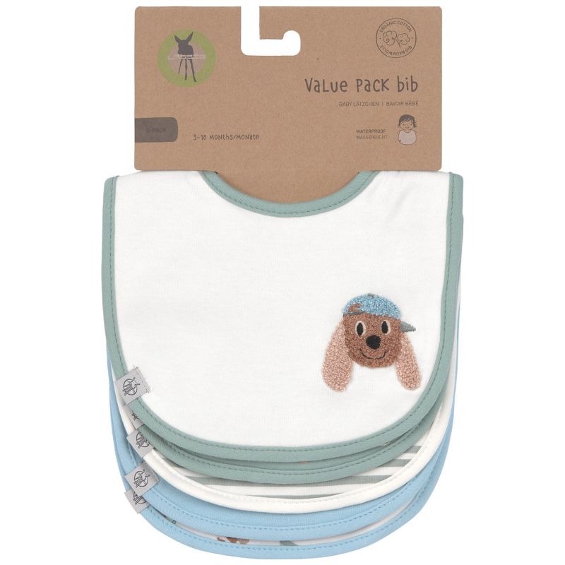 Lot de 5 bavoirs coton bio Tiny Team Chien Lässig Packaging 8