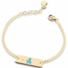 Bracelet sur chaîne Primegioie garçon rectangle émail bleu (or jaune 375° et diamant)  par leBebé