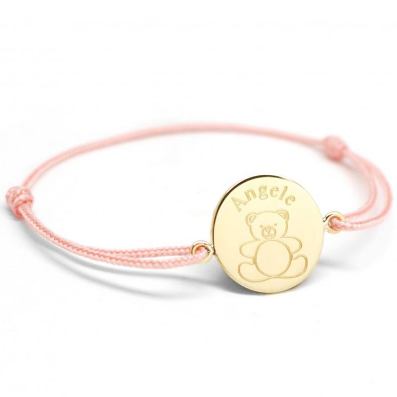 Bracelet cordon Ourson personnalisable (plaqué or) Petits trésors