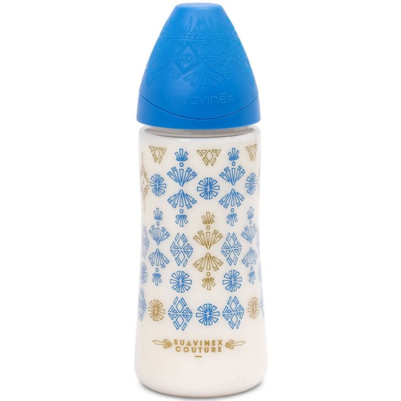Biberon Couture Ethnic bleu foncé et doré (360 ml) Suavinex