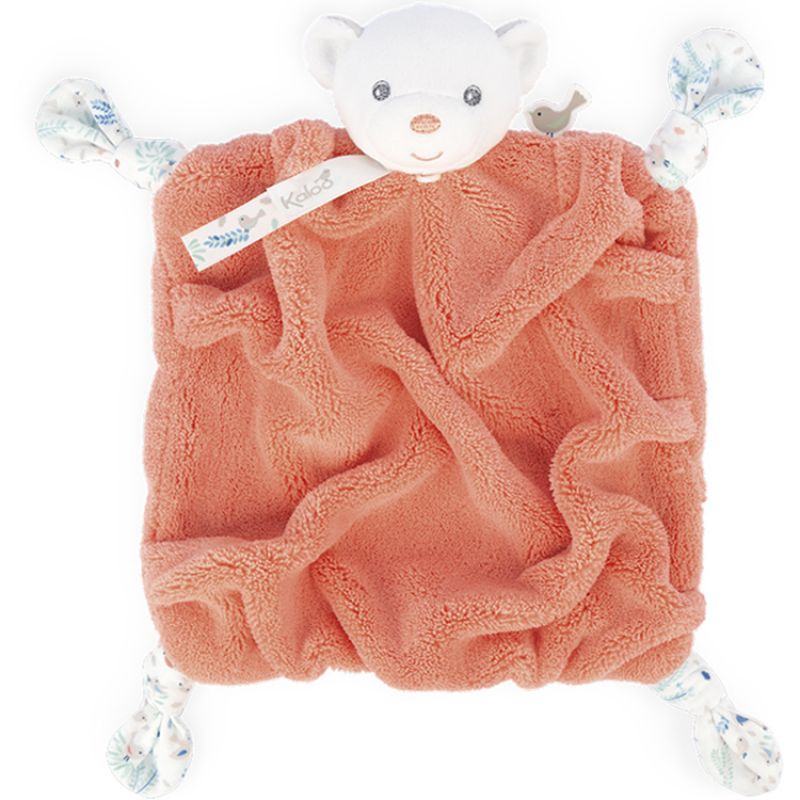 Doudou attache sucette doudou plat Plume ourson corail (20 cm) Kaloo