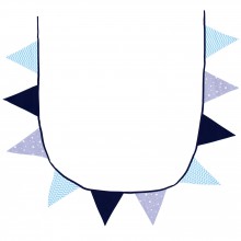 Guirlande décorative fanions en coton bleu  par BB & Co