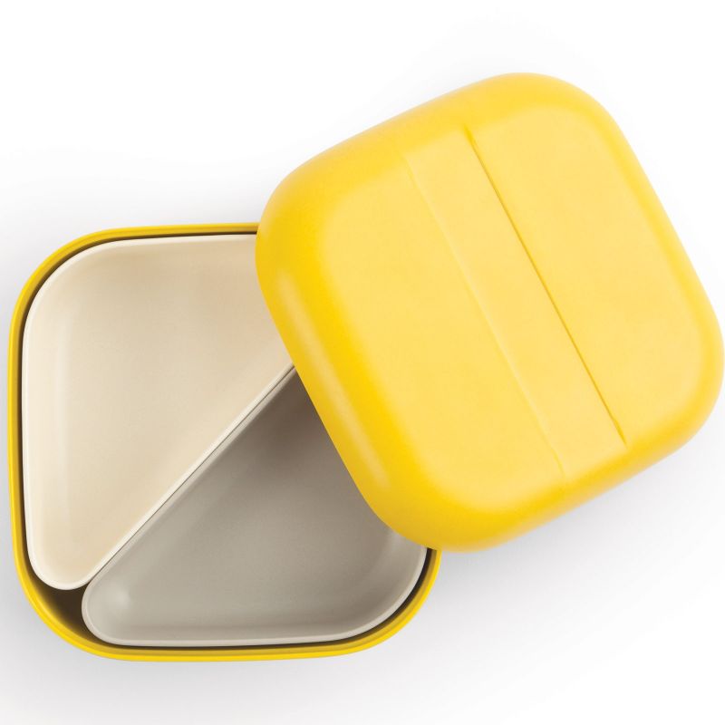 Lunch box en bambou Bento Go Square jaune citron EKOBO