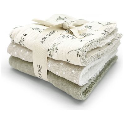 Lot de 3 lingettes Olive Bloom (28 x 28 cm) Babyshower