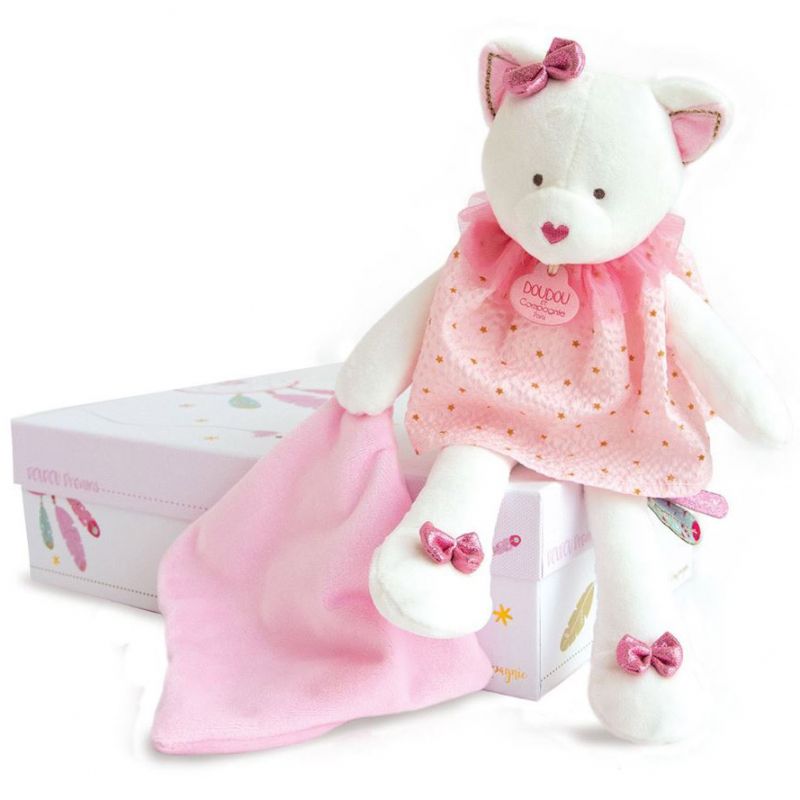 Coffret peluche avec doudou Chat Attrape-rêves (28 cm) Doudou et Compagnie