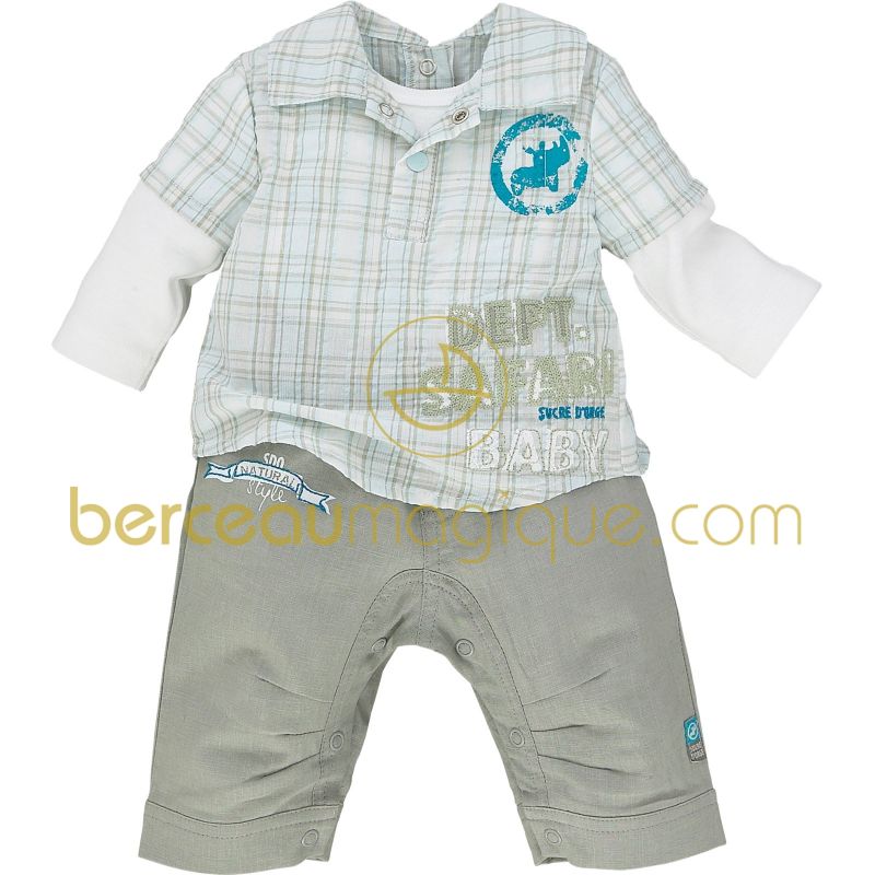 Ensemble chemise effet 2 pièces et pantalon Mini nature (1 mois au 12 mois) Sucre d'orge