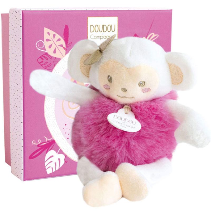 Coffret peluche Minizoo Ouistiti rose Tropi'cool (15 cm) Doudou et Compagnie