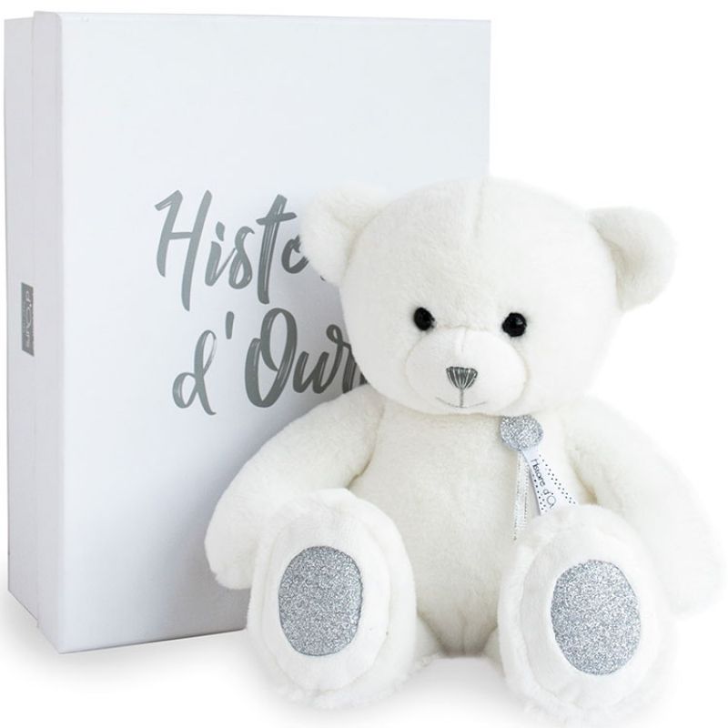 Coffret peluche ours Charms blanc (40 cm) Histoire d'Ours