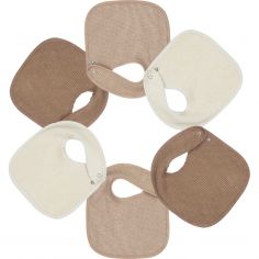 Lot de 6 bavoirs de naissance Nid d'abeille Beige-Choco - Trois Kilos Sept