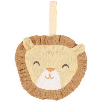 Doudou attache-sucette en gaze de coton Lion Safari Friends Little Dutch