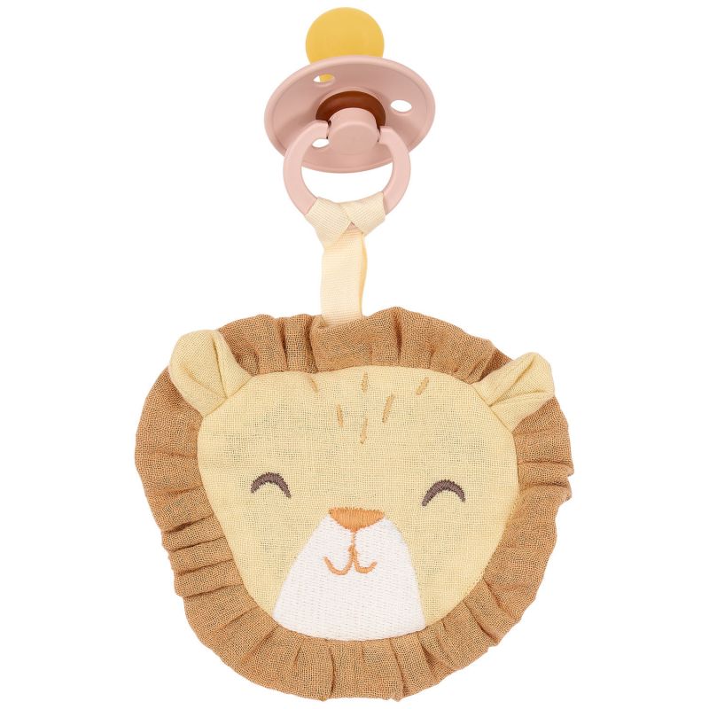Doudou attache-sucette en gaze de coton Lion Safari Friends Little Dutch Produit 2