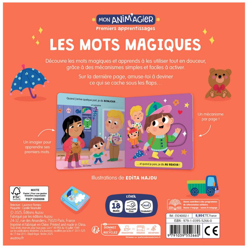 Livre Mon Anim'agier Premiers apprentissages Les mots magiques Auzou Editions Produit 2