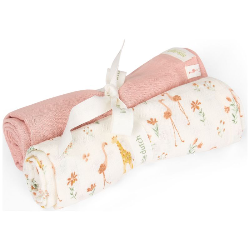 Set de 2 langes en gaze de coton Blooming Safari (70 x 70 cm) Little Dutch Produit 1