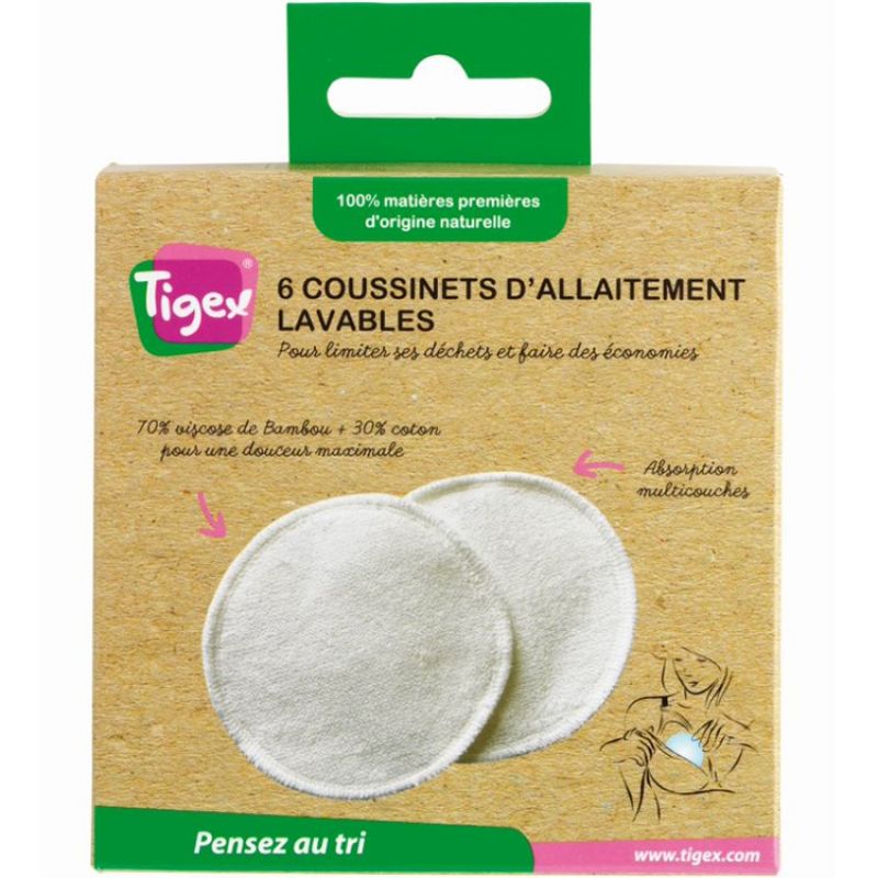 Lot de 6 coussinets d'allaitement lavables Tigex