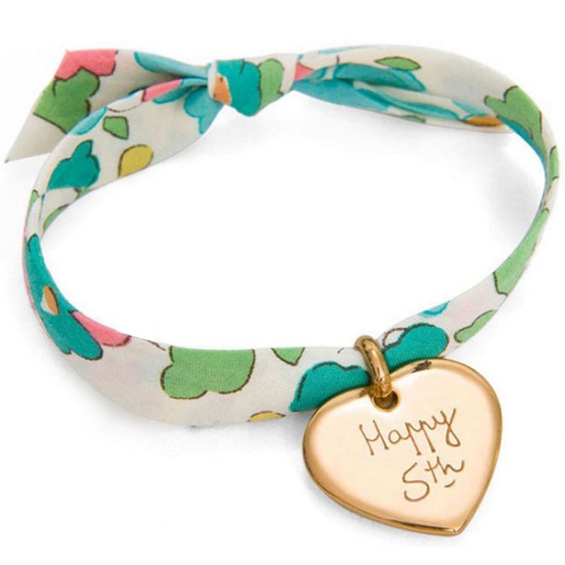 Bracelet enfant Liberty avec coeur personnalisable (plaqué or) Merci Maman