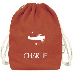 Sac à dos à ficelles terracotta (personnalisable) - Les Griottes