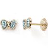 Boucles d'oreilles Papillon bleu (or jaune 375°) - Baby bijoux