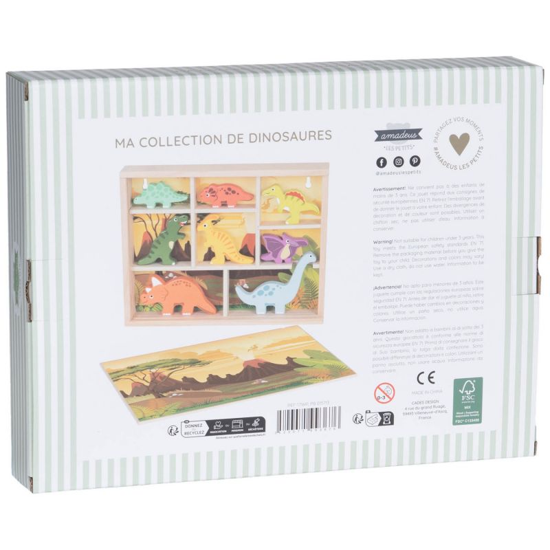 Set de dinosaures en bois Amadeus Les Petits Packaging 7