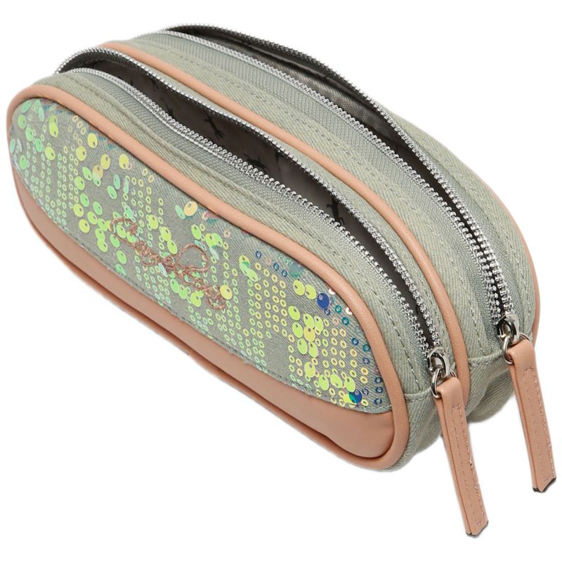 Trousse 2 compartiments Holographic Denim Caméléon Produit ouvert 3