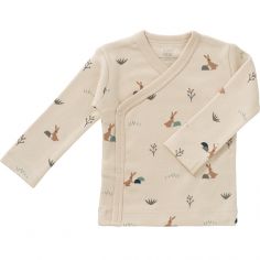 Cardigan croisé en coton bio Rabbit sandshell (3-6 mois : 60 à 67 cm) - Fresk