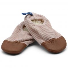 Chaussons Les Petits Velours Rose Pâle (pointures 18-20) - Les Pas Petits