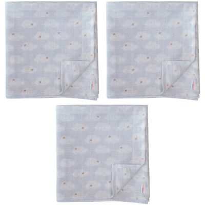 Lot de 3 langes mousseline Clouds (55 x 55 cm) Trixie