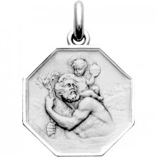 Médaille Saint Christophe (octogonale) (argent 925°)  par Becker
