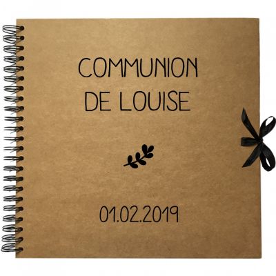 Album photo communion personnalisable kraft et noir (30 x 30 cm) Les Griottes