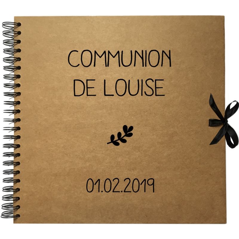 Album photo communion personnalisable kraft et noir (30 x 30 cm) Les Griottes