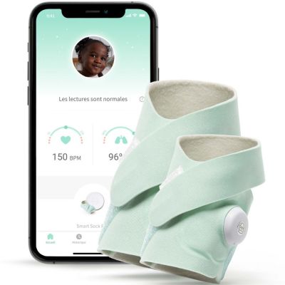 Chaussette connectée Owlet Smart Sock Plus menthe (0-18 mois) Owlet