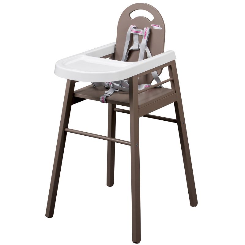 Chaise haute Lili en bois massif laqué taupe Combelle