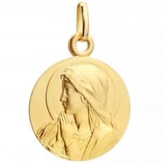 Pendentif médaille Vierge Avec Maria en prière personnalisable (plaqué or)