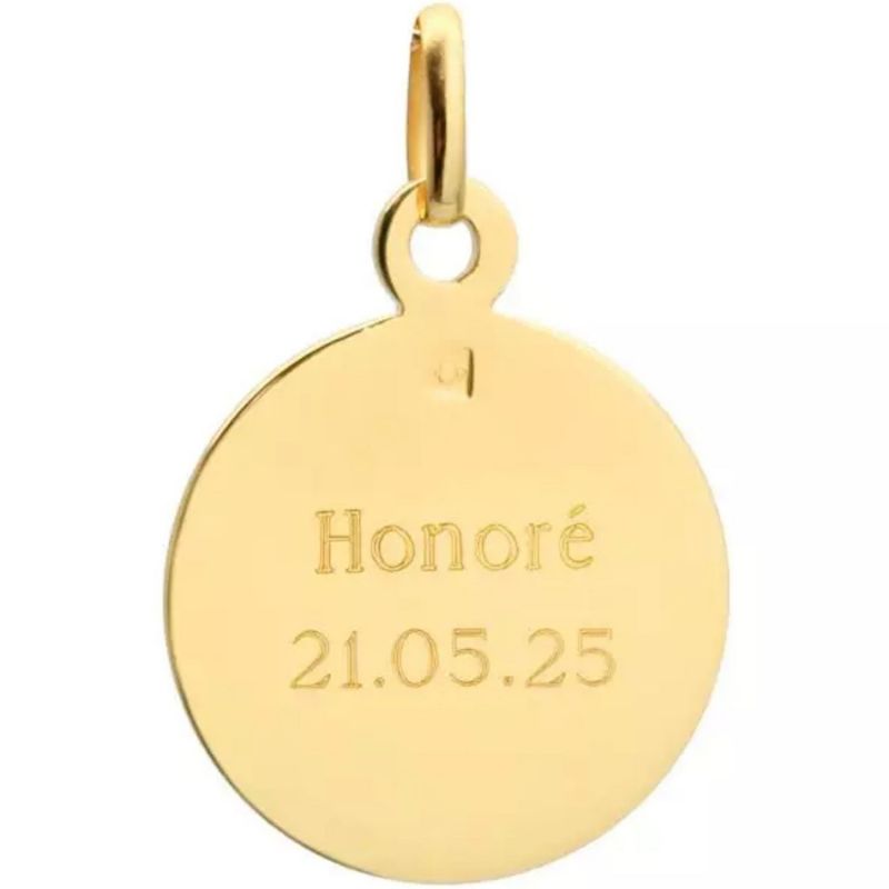 Pendentif médaille Vierge Avec Maria en prière personnalisable (plaqué or) Petits trésors Produit 3