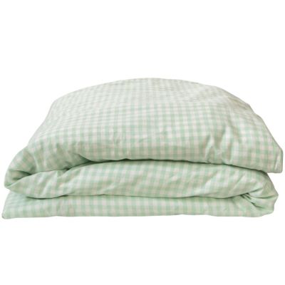 Housse de couette percale de coton Vichy Vert Aqua (100 x 140 cm) Kadolis
