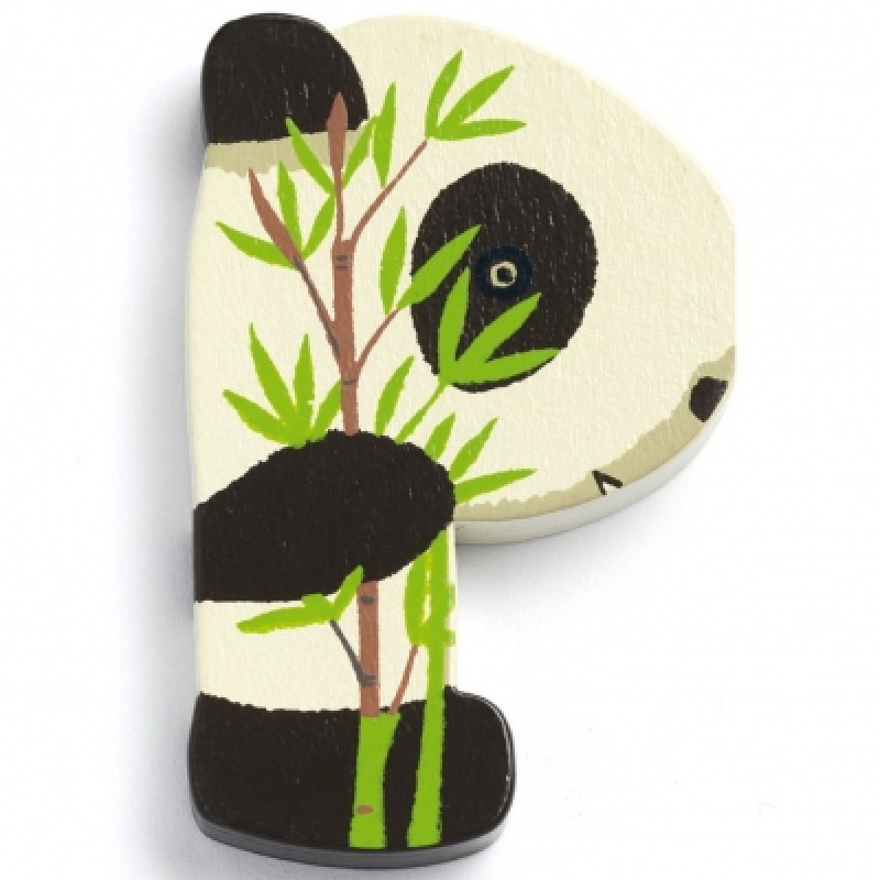 Lettre P en bois Panda Achille Djeco