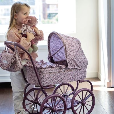 Landau pour poupée grandes roues Cherry Fleurs