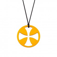 Collier cordon médaille Mini Croix égale 10 mm (or jaune 750°)  par Maison La Couronne