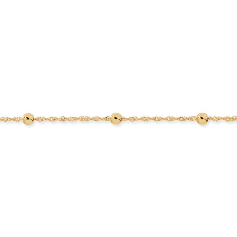 Collier chaîne maille Singapour et boules (or jaune 750°)  Berceau magique bijoux