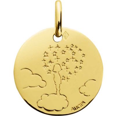 Médaille Enfant dans les nuages personnalisable (or jaune 18 carats)