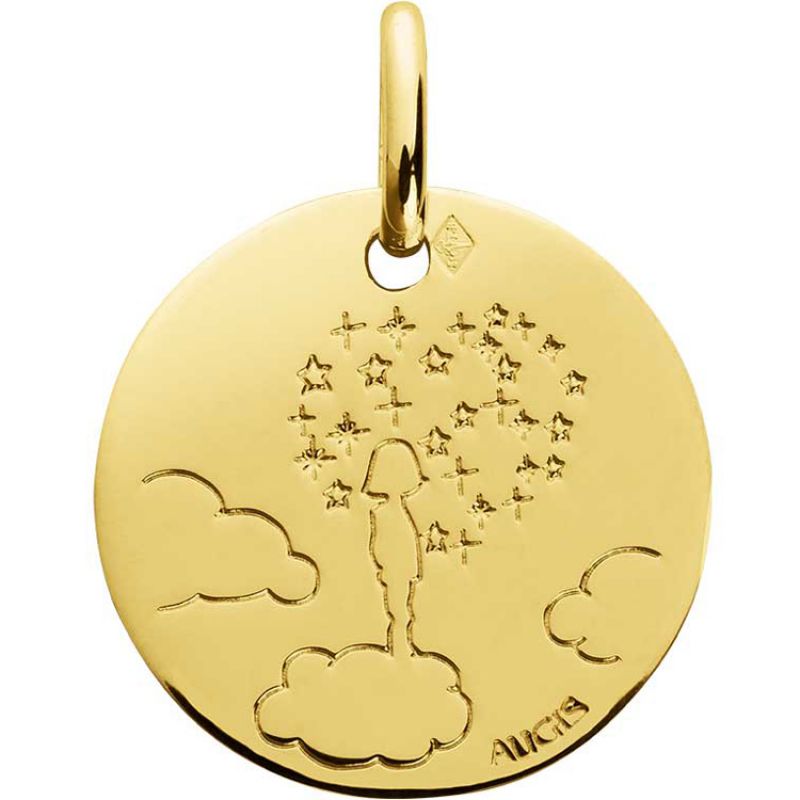 Médaille Enfant dans les nuages personnalisable (or jaune 18 carats) Maison Augis