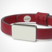 Bracelet cuir Hip-Hop Cerise (argent 925° et cuir)