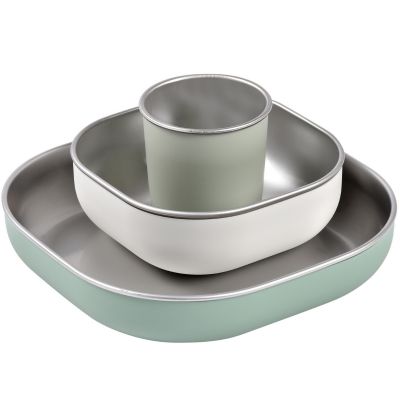 Coffret repas inox sage green  par Béaba