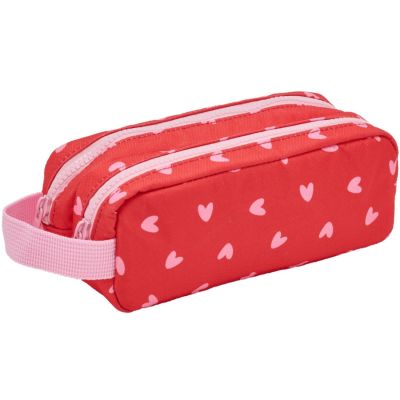 Trousse double compartiment Cœurs Roses