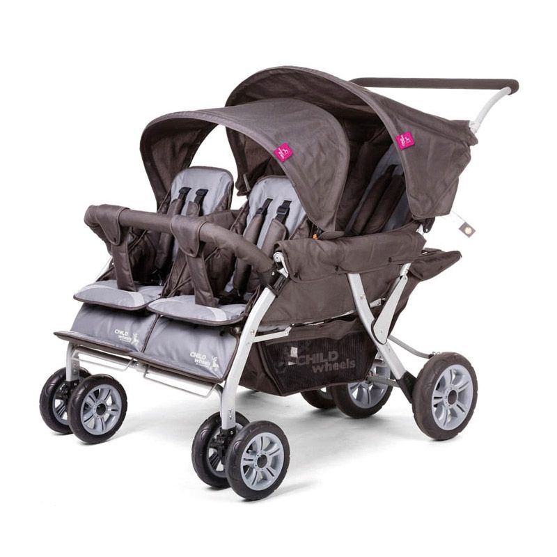 Poussette quadruple noire Childwheels